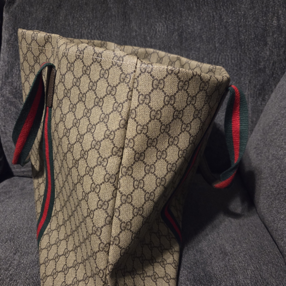 Tender GG Supreme Monogram Textured Dollar Calfskin Web Tote. - Picture 4 of 14
